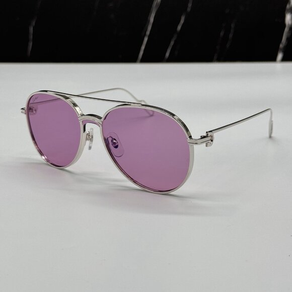 NEW CARTIER ROUND SILVER PINK WOMEN SUNGLASSES CARTIER CT0273S 004 - Picture 2 of 11
